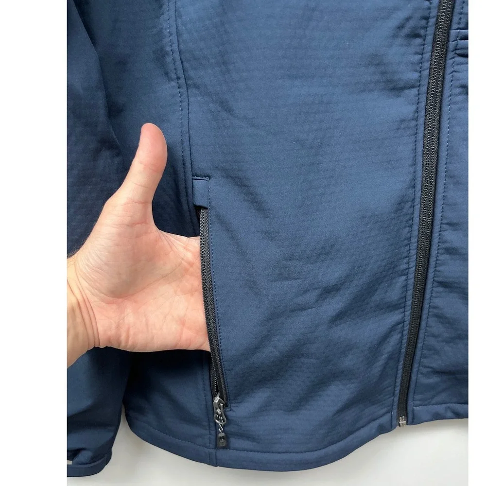Free Country Men Jacket Size M Navy Super Softshell Wind Breaker Water Resistant